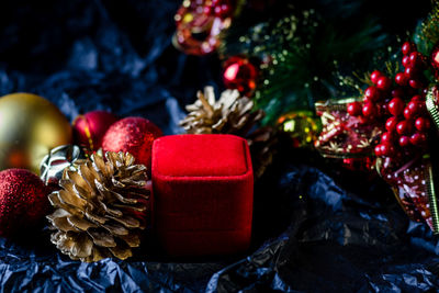 Christmas decorations on table