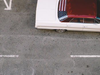 High angle view of motorcycle on road