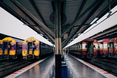 Train on railroad station platform