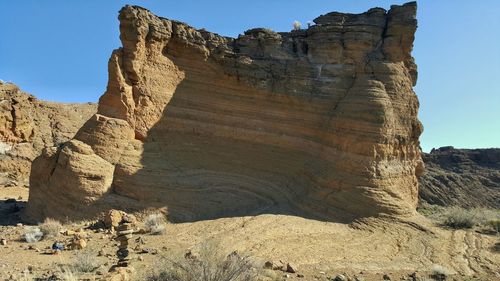 Low angle view of rocky mountain