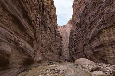 Low angle view of rock formations