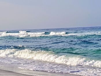 Scenic view of sea against clear sky