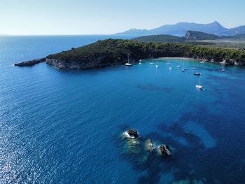 High angle view of sea against sky