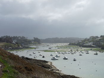 View of boats in sea