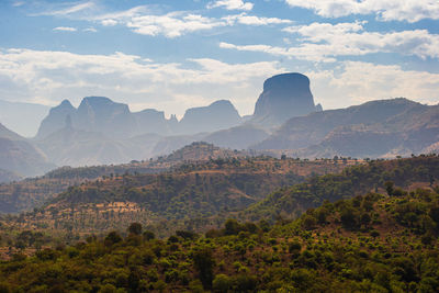 Amazing landscape view of african landscape, simien mountains in ethiopia
