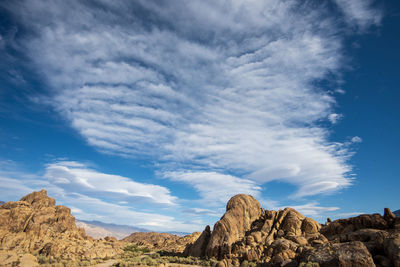 Rock formations on landscape against sky