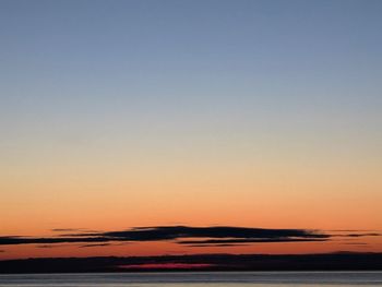 Scenic view of sea against clear sky during sunset