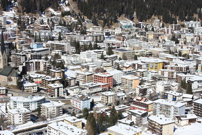 High angle view of buildings in city