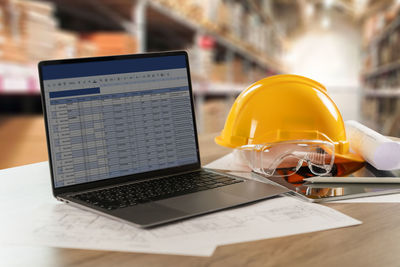 Close-up of laptop on table