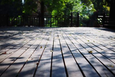 Close-up of bench in park