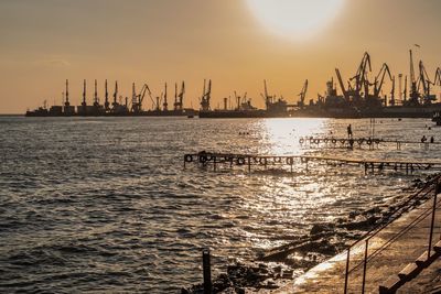 Scenic view of sea against sky during sunset