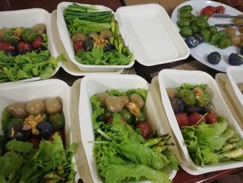 High angle view of food on table