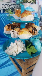 Close-up of ice cream in plate on table