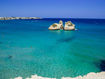 Scenic view of sea against clear sky