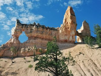 Rock formations on landscape against sky