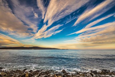 Scenic view of sea against sky during sunset