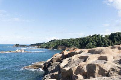 Red rocks at pointe baptiste in calibishie, caribbean island of dominica