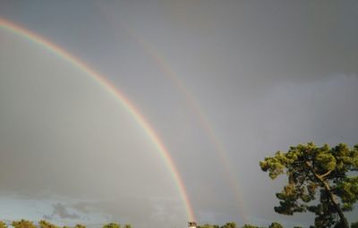 Low angle view of rainbow against sky