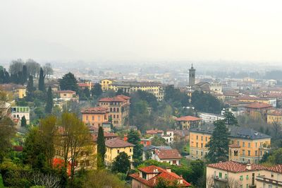 High angle view of cityscape against sky