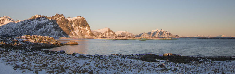 Scenic view of sea against clear sky