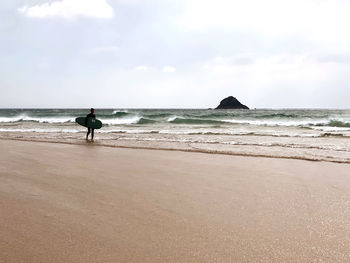 People at beach against sky surfing surfer spot big waves water sea ocean surf atlantic france sun