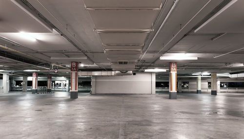 Empty parking lot in building