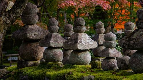 Stack of stones in garden