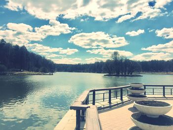 Scenic view of lake against sky