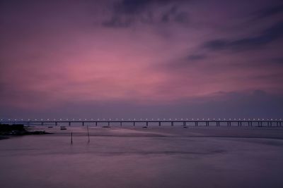 Scenic view of sea at sunset