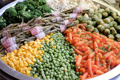 High angle view of vegetables in market