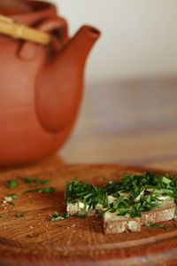 Close-up of banana on table