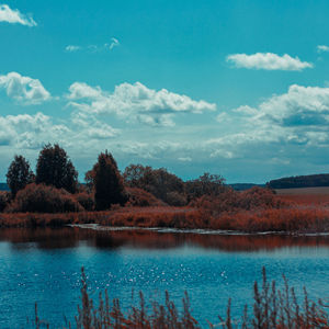 Scenic view of lake against sky