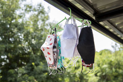 Low angle view of clothes hanging on clothesline