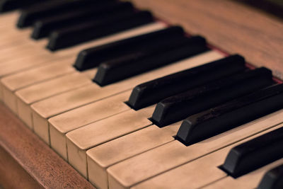 High angle view of piano keys