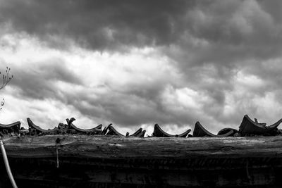 Low angle view of houses against sky