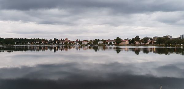 Scenic view of lake against sky