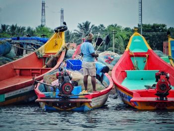 Boats sailing in sea