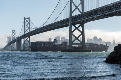 View of suspension bridge against sky