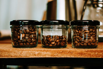 Close-up of coffee served on table