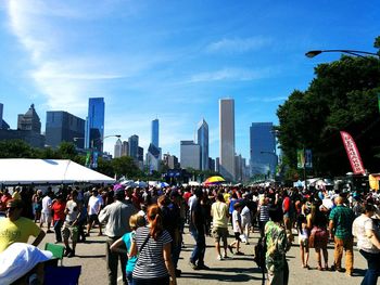 View of people in city