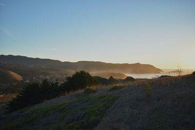 Scenic view of landscape against clear sky