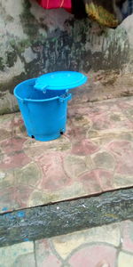 High angle view of drinking water in container