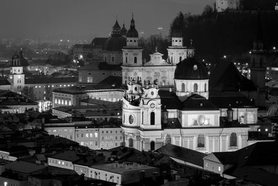 High angle view of buildings in city