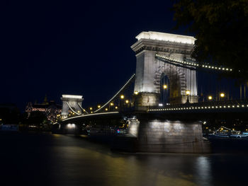 View of bridge over river against blue sky