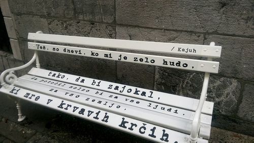 Close-up of information sign