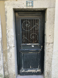 Closed door of old building