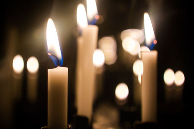 Close-up of illuminated candles