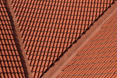 High angle view of roof tiles on sunny day