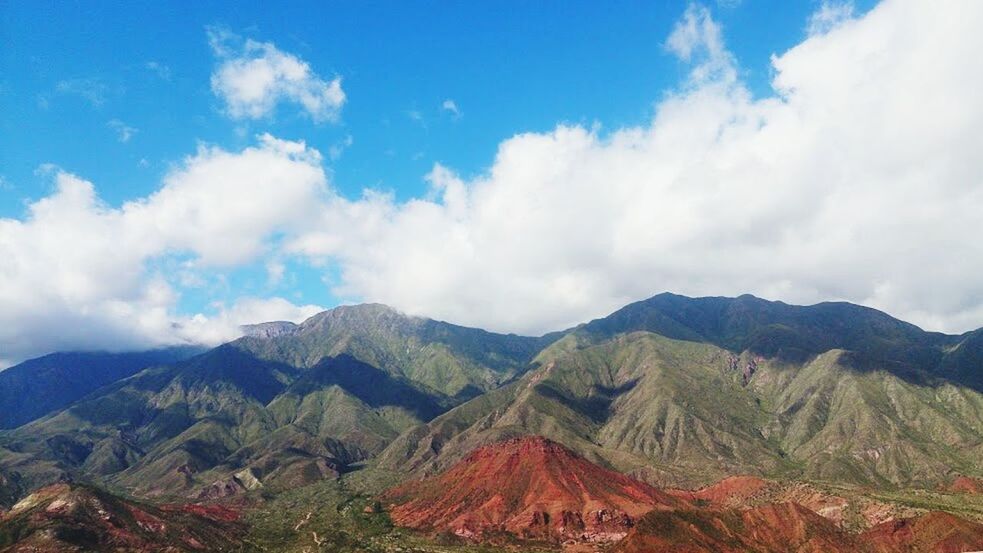 SCENIC VIEW OF MOUNTAINS AGAINST CLOUDY SKY