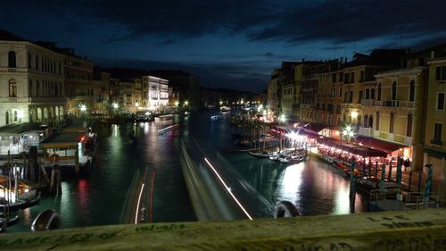 High angle view of traffic on road at night